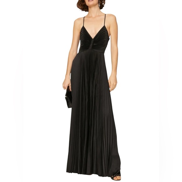LIKE NEW A.L.C. Aries Satin Pleated Dress in Black - Size 4 - Picture 1 of 16